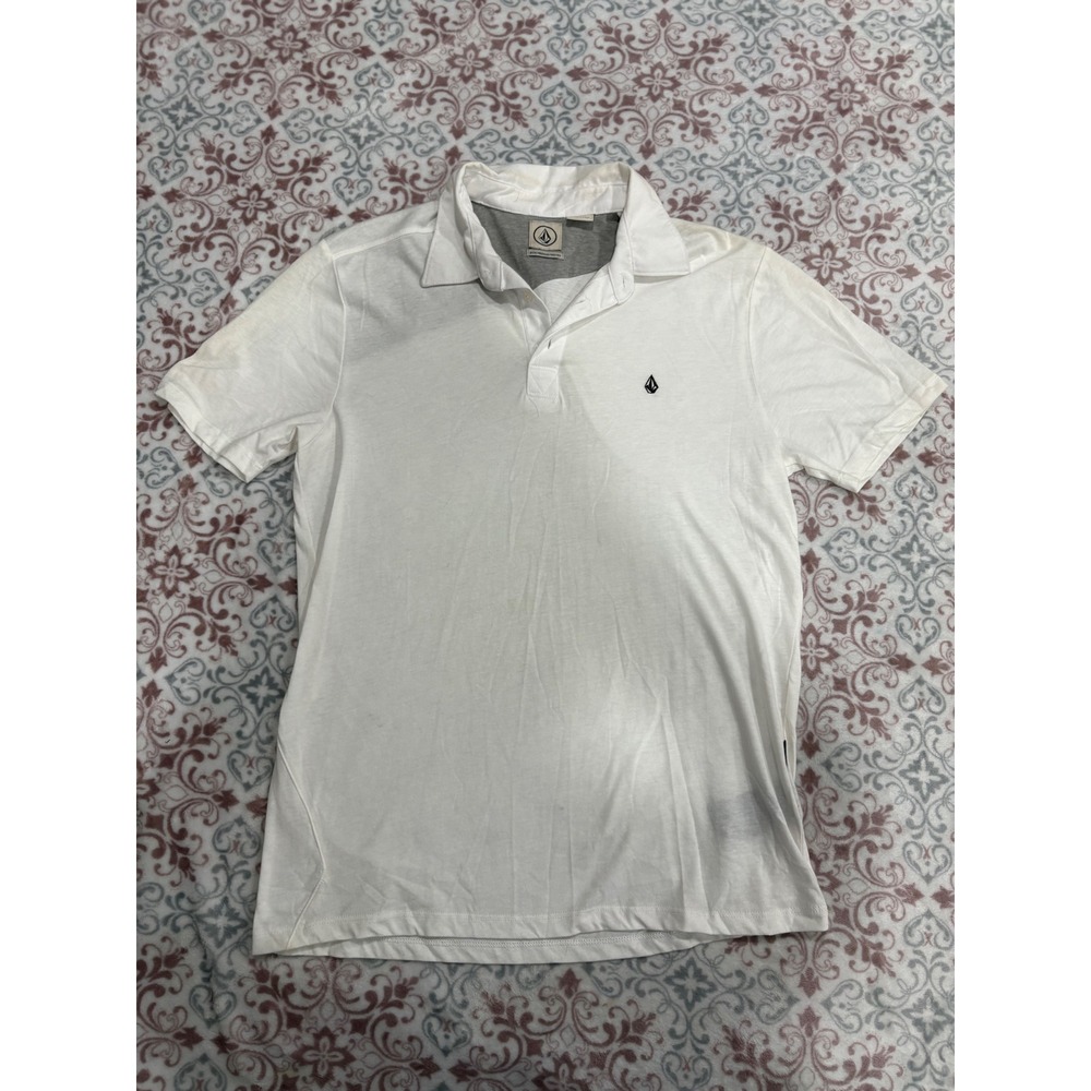 Volcom Mens Short Sleeve Polo Shirt White Stone Logo Size Medium